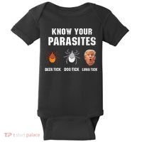 Know Your Parasites Funny Anti Trump Baby Bodysuit thumb 0
