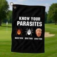 Know Your Parasites Funny Anti Trump Golf Towel thumb 1