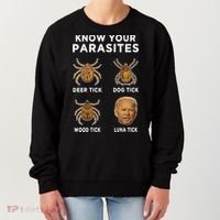 Know Your Parasites Funny Anti Joe Biden (On Back) Women's Sweatshirt thumb 0