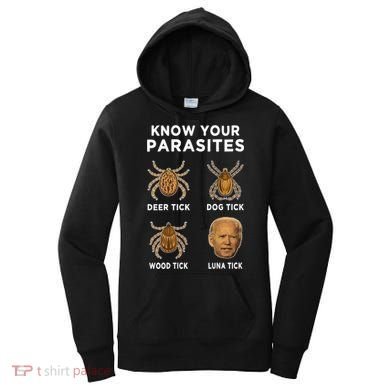 Know Your Parasites Funny Anti Joe Biden (On Back) Women's Hoodie