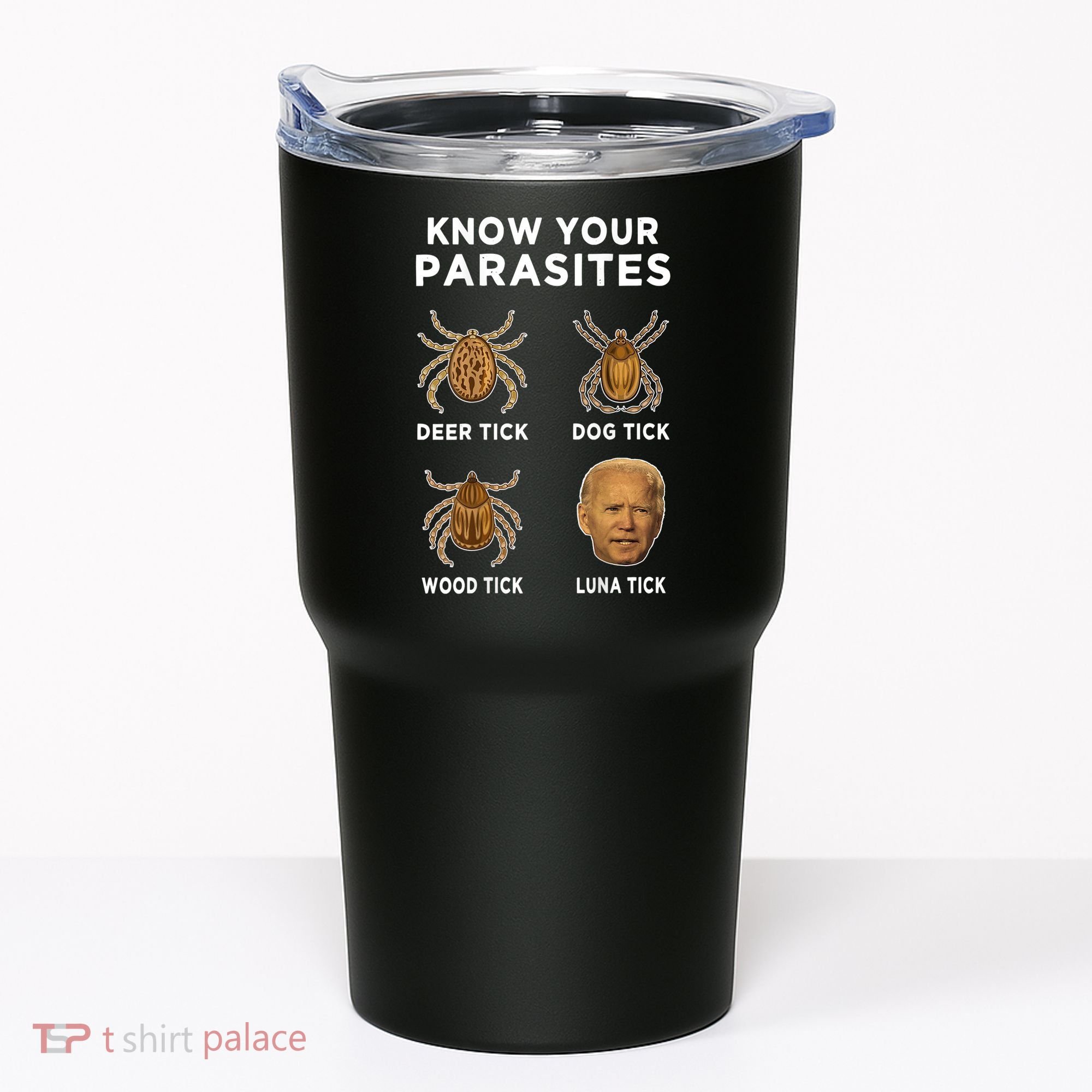 Know Your Parasites Funny Anti Joe Biden (On Back) Tumbler