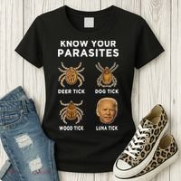 Know Your Parasites Funny Anti Joe Biden (On Back) Women's T-Shirt thumb 3