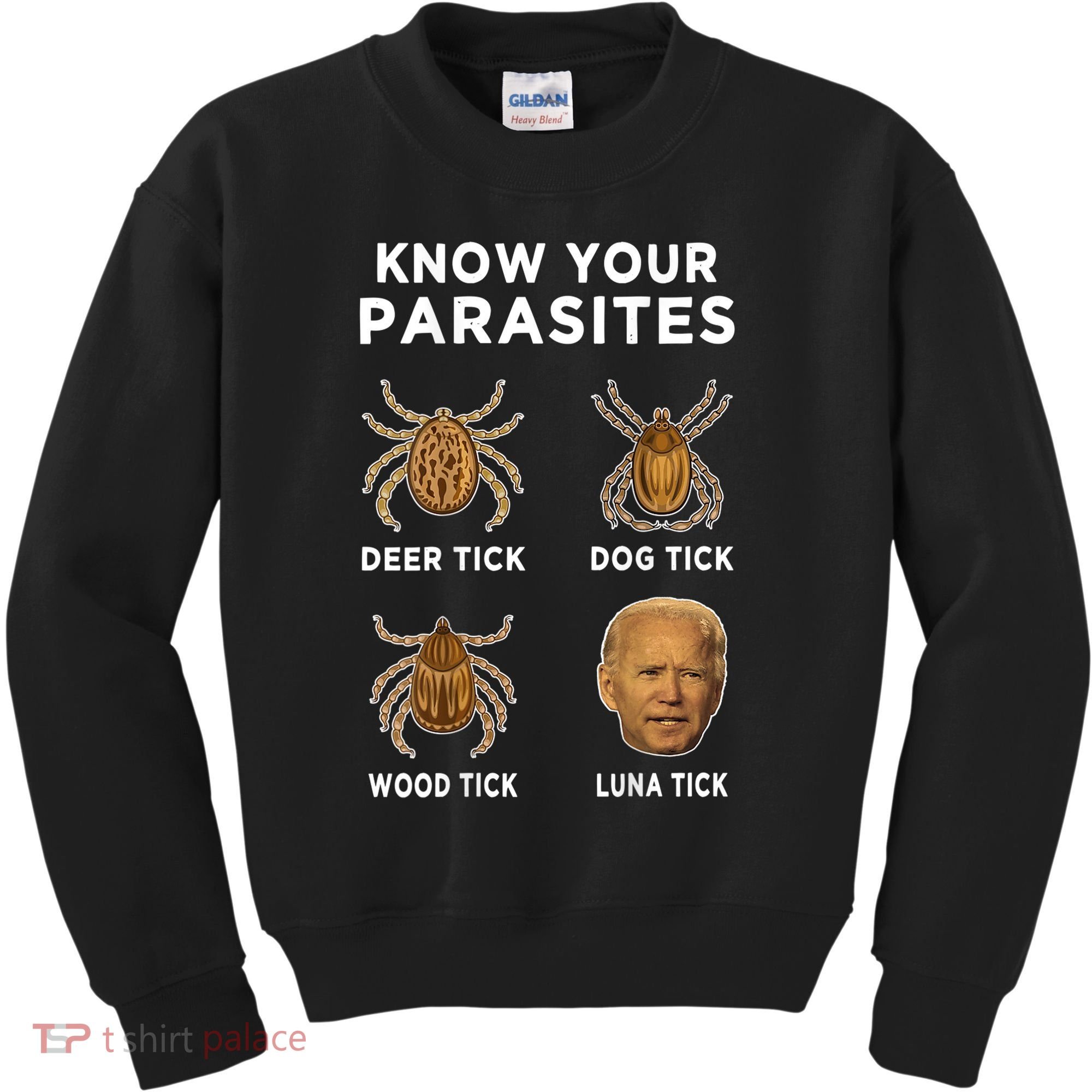 Know Your Parasites Funny Anti Joe Biden (On Back) Kids Sweatshirt