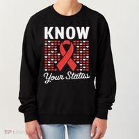 Know Your Status Red Ribbon And Hearts Hiv & Aids Awareness Women's Sweatshirt thumb 0