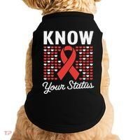 Know Your Status Red Ribbon And Hearts Hiv & Aids Awareness Doggie Tank thumb 0
