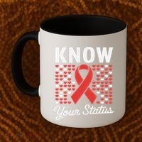Know Your Status Red Ribbon And Hearts Hiv & Aids Awareness Coffee Mug thumb 2