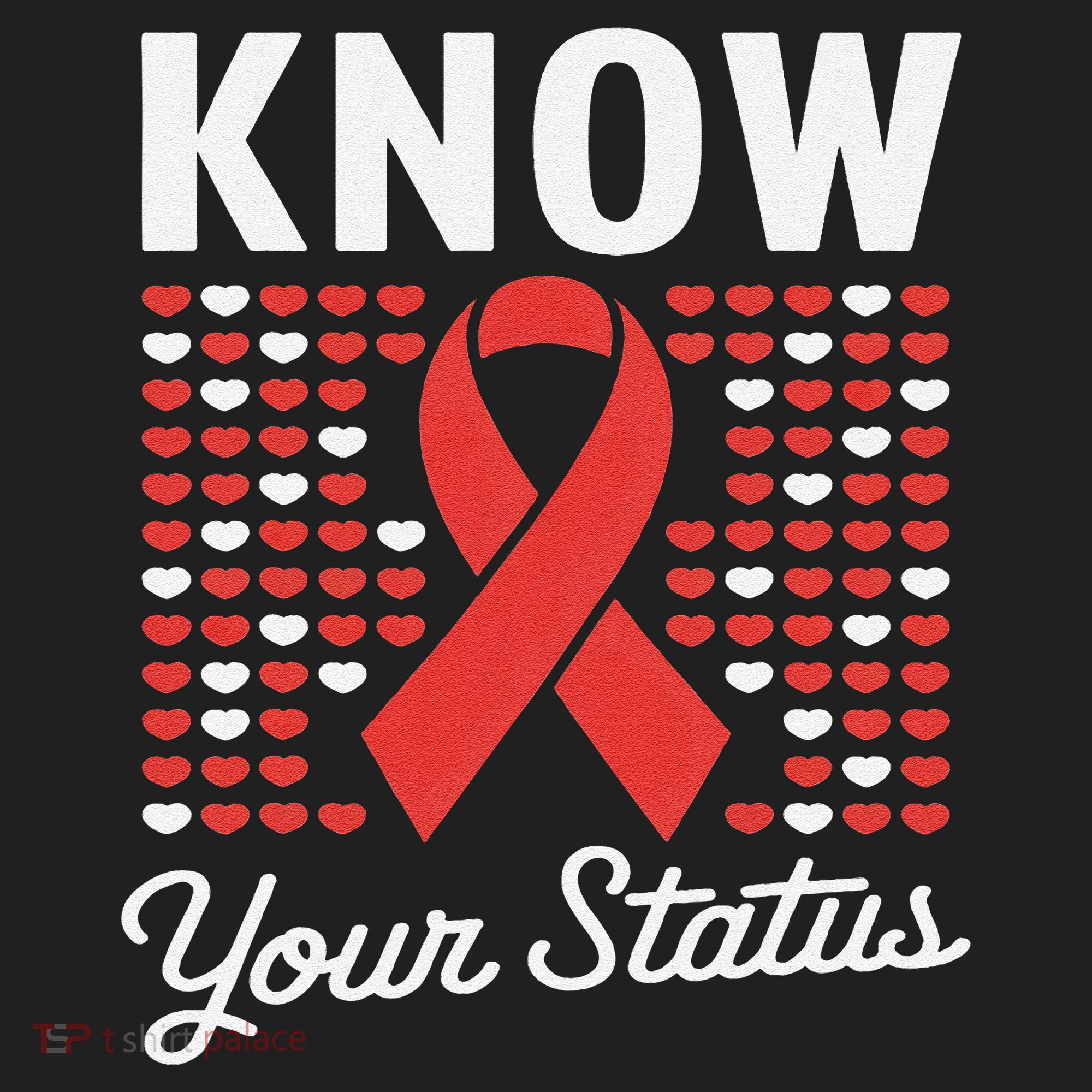 Know Your Status Red Ribbon And Hearts Hiv & Aids Awareness Beanie