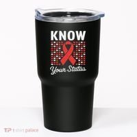 Know Your Status Red Ribbon And Hearts Hiv & Aids Awareness Tumbler thumb 0