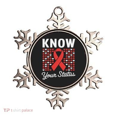 Know Your Status Red Ribbon And Hearts Hiv & Aids Awareness Ornament