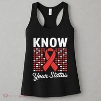 Know Your Status Red Ribbon And Hearts Hiv & Aids Awareness Women's Tank Top thumb 3