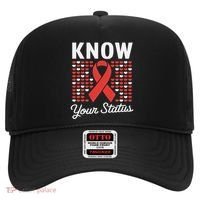 Know Your Status Red Ribbon And Hearts Hiv & Aids Awareness Hat thumb 0