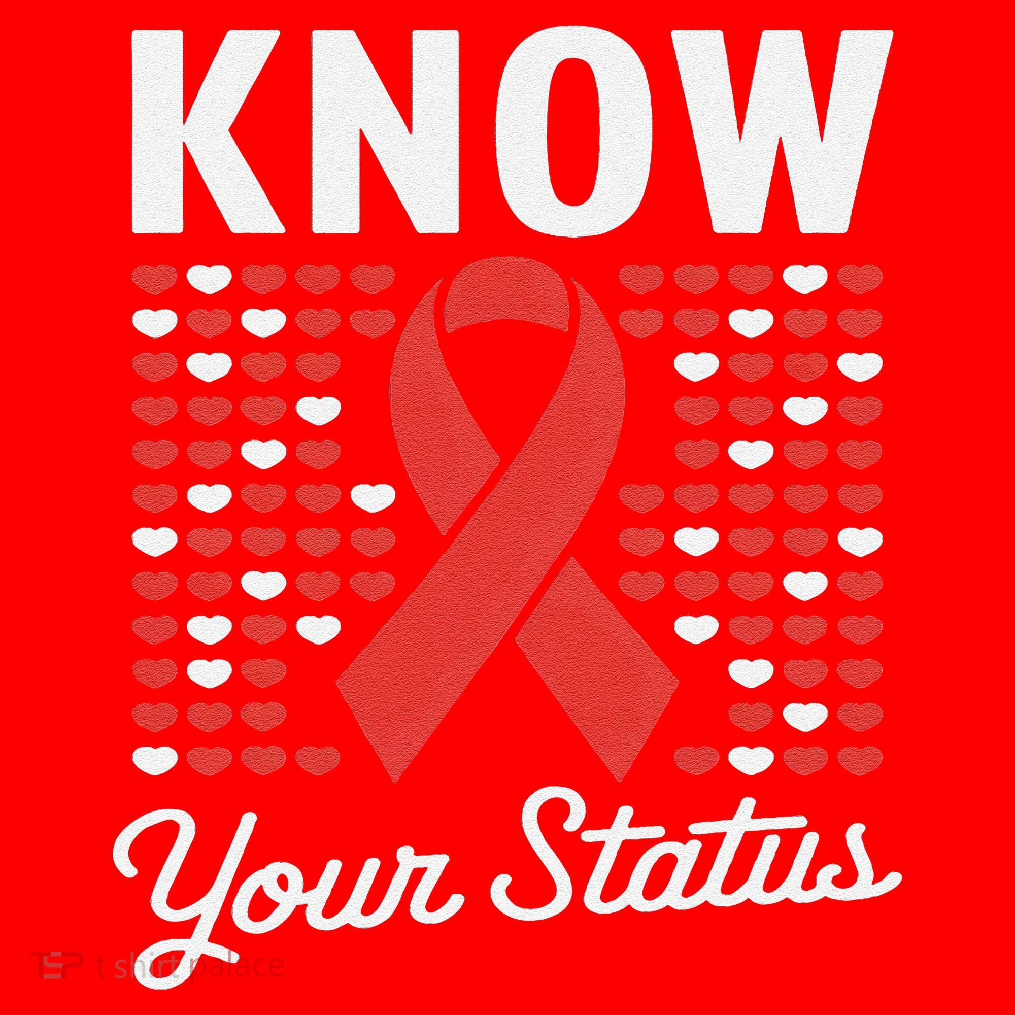 Know Your Status Red Ribbon And Hearts Hiv & Aids Awareness Santa Hat