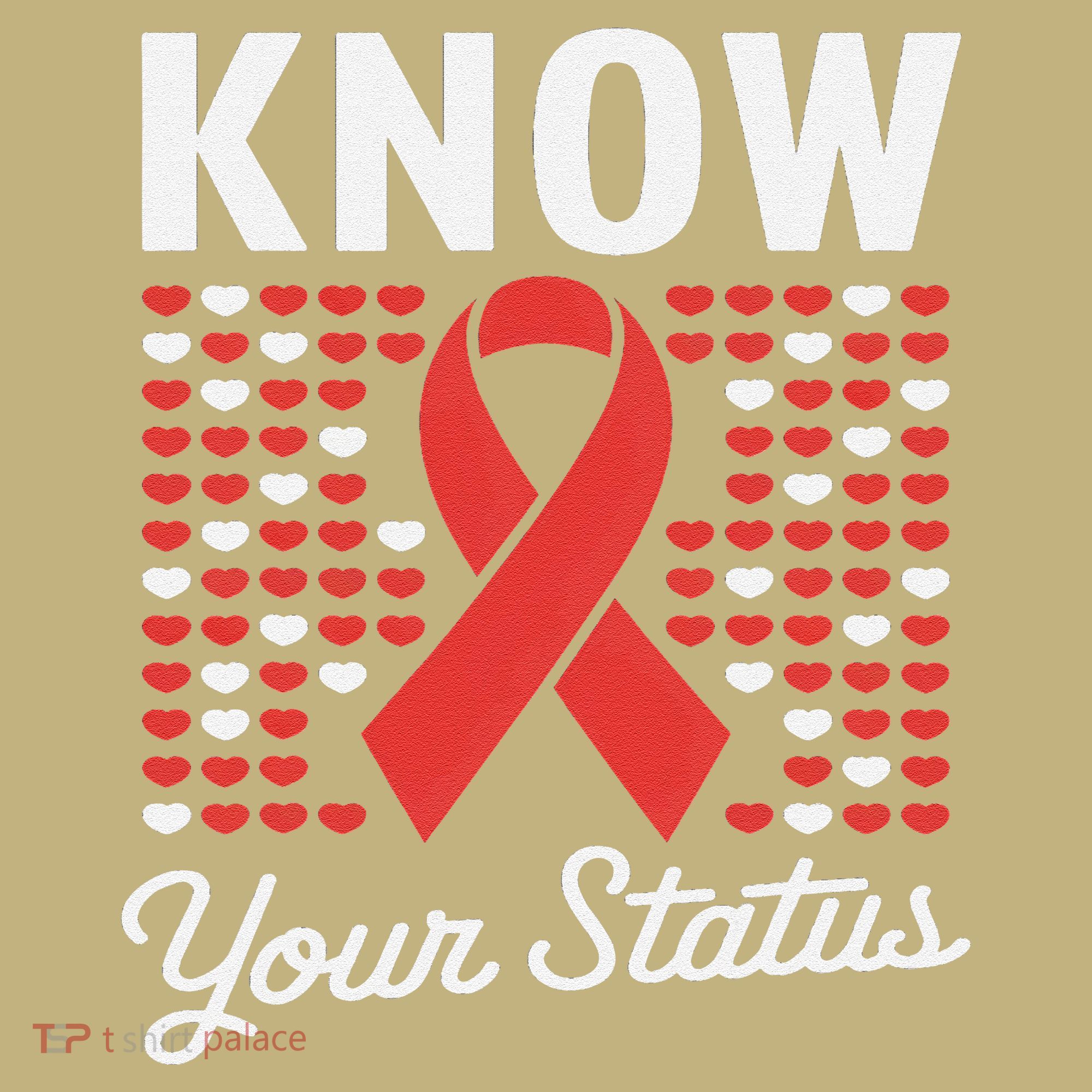 Know Your Status Red Ribbon And Hearts Hiv & Aids Awareness Sweatshirt