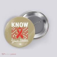 Know Your Status Red Ribbon And Hearts Hiv & Aids Awareness Button thumb 0