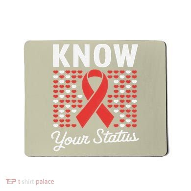 Know Your Status Red Ribbon And Hearts Hiv & Aids Awareness Mousepad