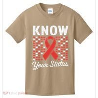 Know Your Status Red Ribbon And Hearts Hiv & Aids Awareness Kids T-Shirt thumb 0