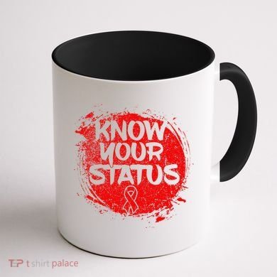 Know Your Status World Hiv Aids Awareness Day Red Ribbon Coffee Mug back