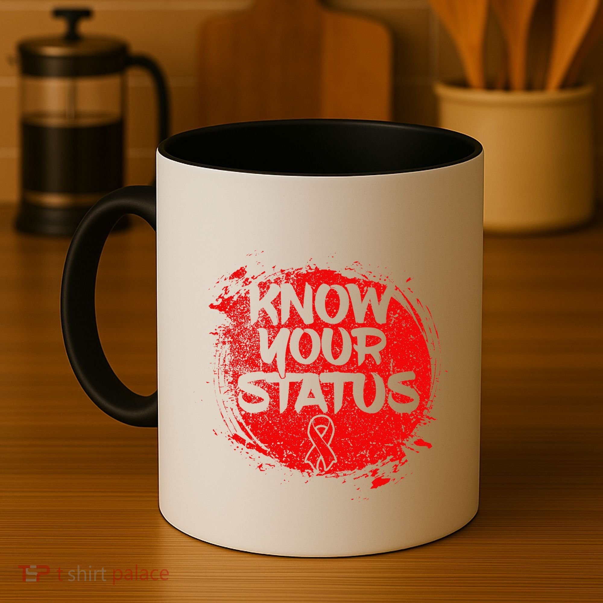 Know Your Status World Hiv Aids Awareness Day Red Ribbon Coffee Mug