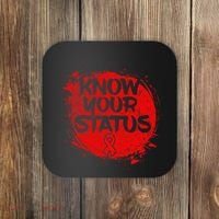 Know Your Status World Hiv Aids Awareness Day Red Ribbon Coaster thumb 0