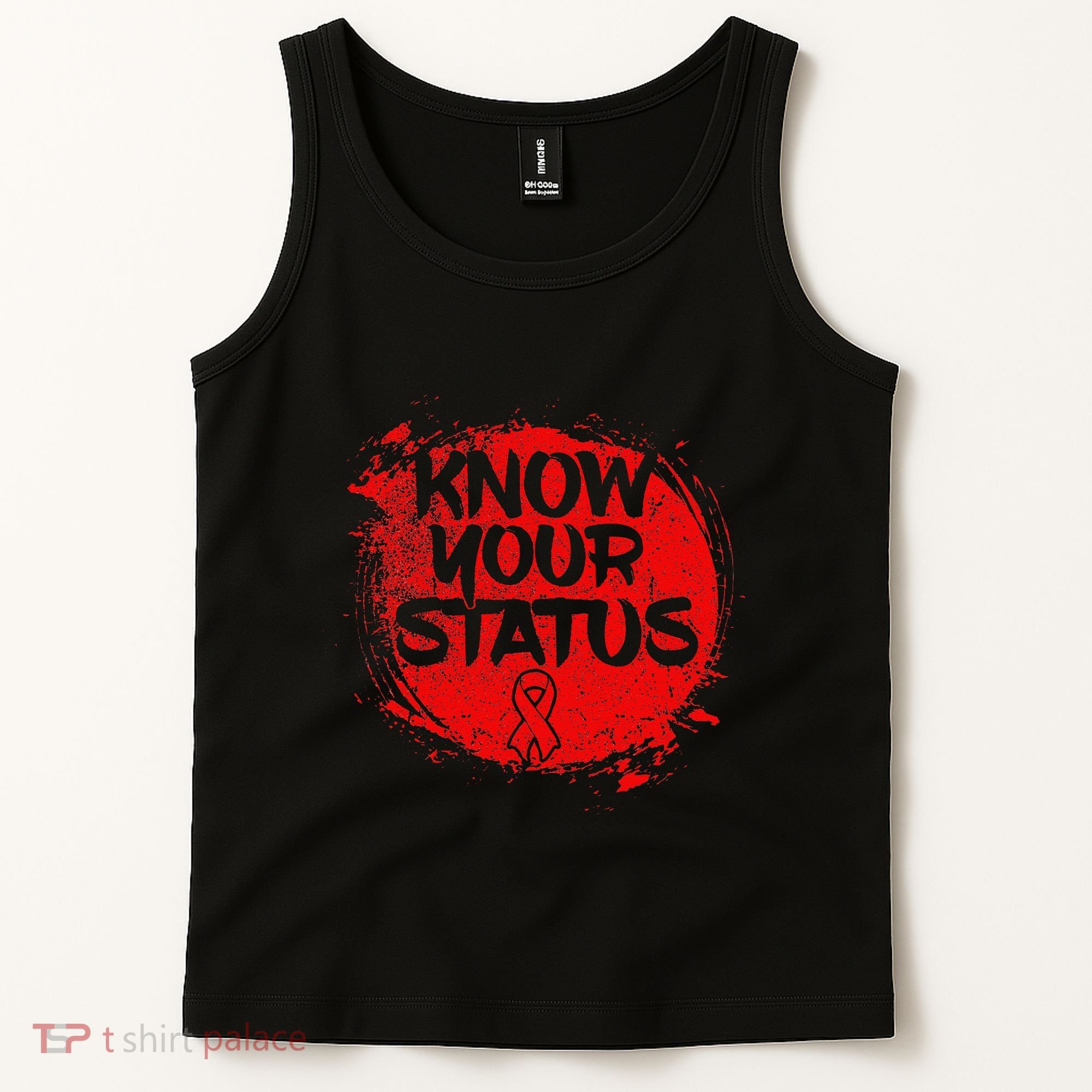 Know Your Status World Hiv Aids Awareness Day Red Ribbon Tank Top