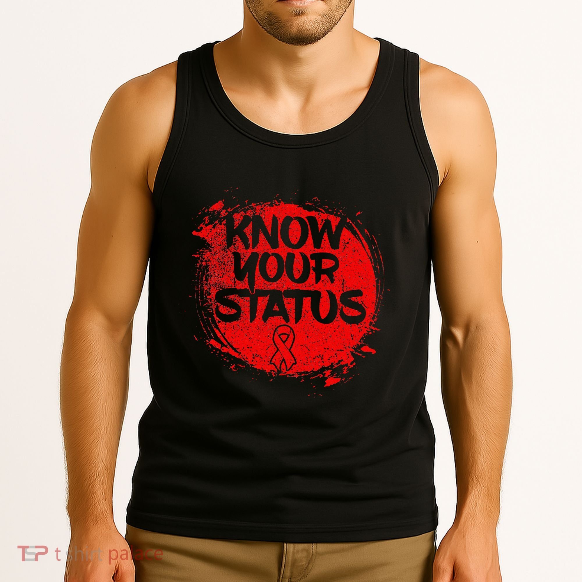 Know Your Status World Hiv Aids Awareness Day Red Ribbon Tank Top