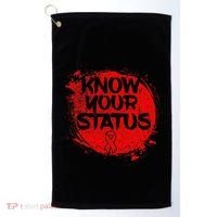 Know Your Status World Hiv Aids Awareness Day Red Ribbon Golf Towel thumb 0