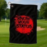 Know Your Status World Hiv Aids Awareness Day Red Ribbon Golf Towel thumb 1