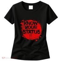 Know Your Status World Hiv Aids Awareness Day Red Ribbon Women's T-Shirt thumb 0