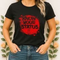 Know Your Status World Hiv Aids Awareness Day Red Ribbon Women's T-Shirt thumb 2