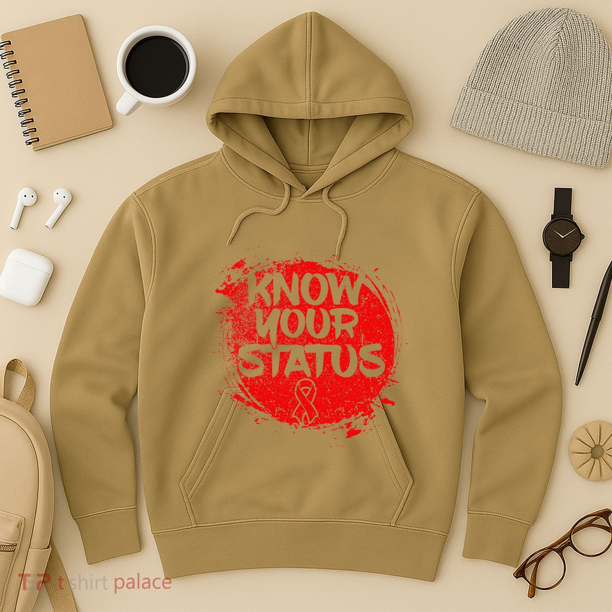 Know Your Status World Hiv Aids Awareness Day Red Ribbon Hoodie