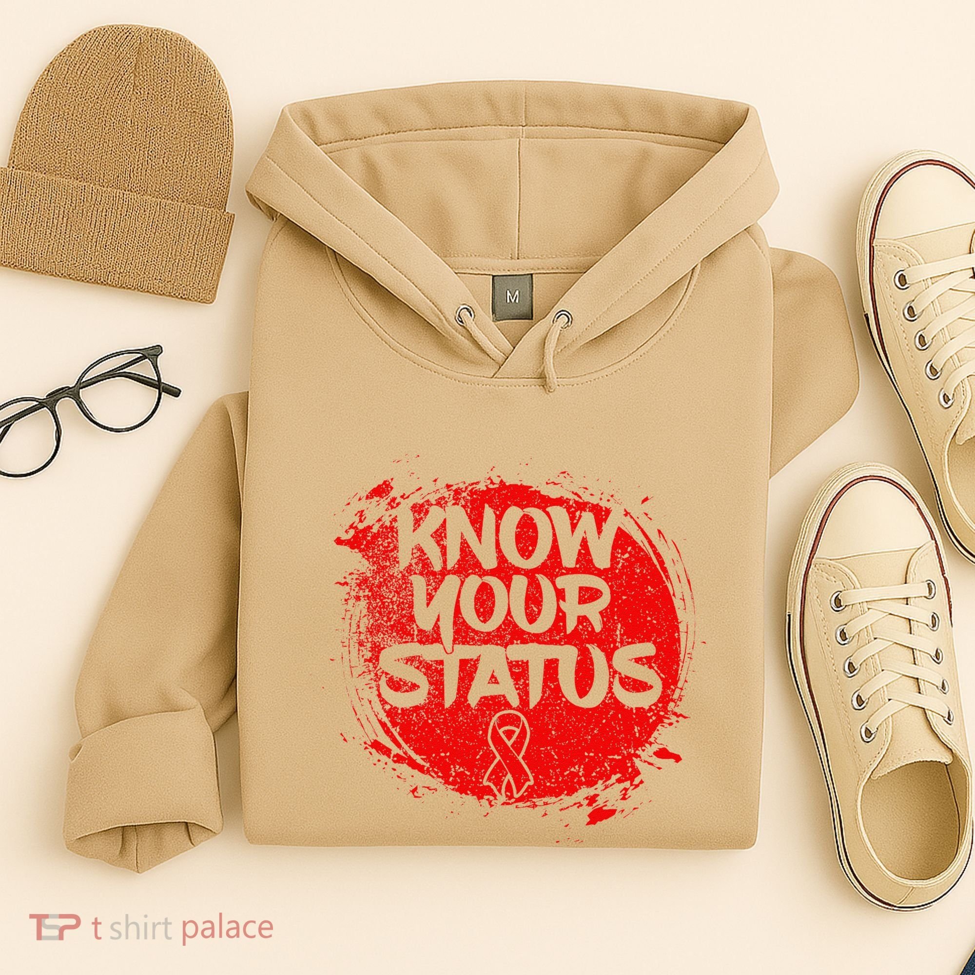 Know Your Status World Hiv Aids Awareness Day Red Ribbon Hoodie