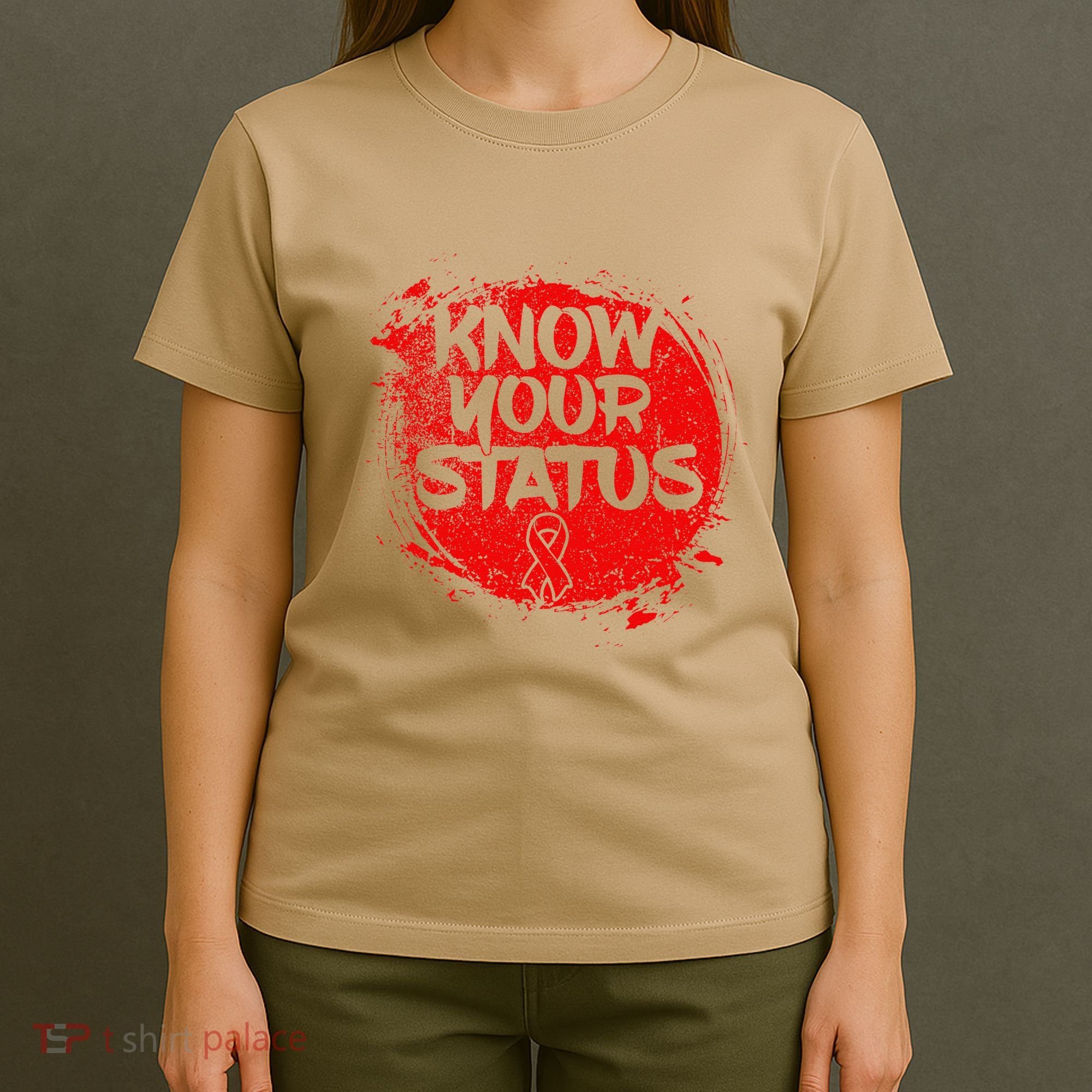 Know Your Status World Hiv Aids Awareness Day Red Ribbon T-Shirt