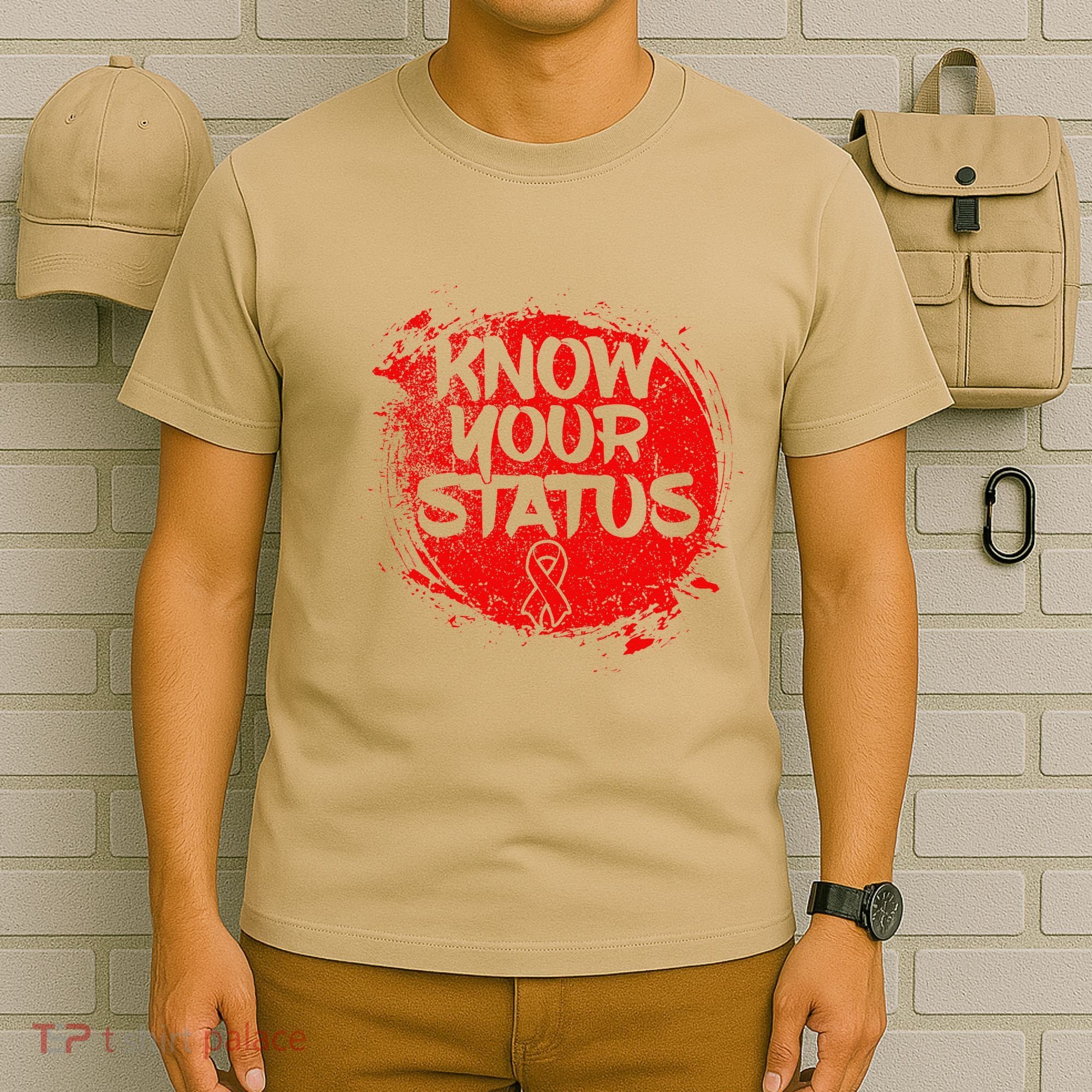 Know Your Status World Hiv Aids Awareness Day Red Ribbon T-Shirt