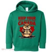 Keep Your Tiny Hands Off Canada Is Not For Sale Funny Toddler Hoodie thumb 0