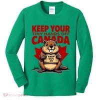 Keep Your Tiny Hands Off Canada Is Not For Sale Funny Kids Long Sleeve Shirt thumb 0