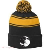 Kawaki Ying Yang Cat Stripe Pom Pom Beanie thumb 0