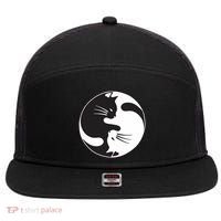Kawaki Ying Yang Cat 7 Panel Mesh Trucker Snapback Hat thumb 0