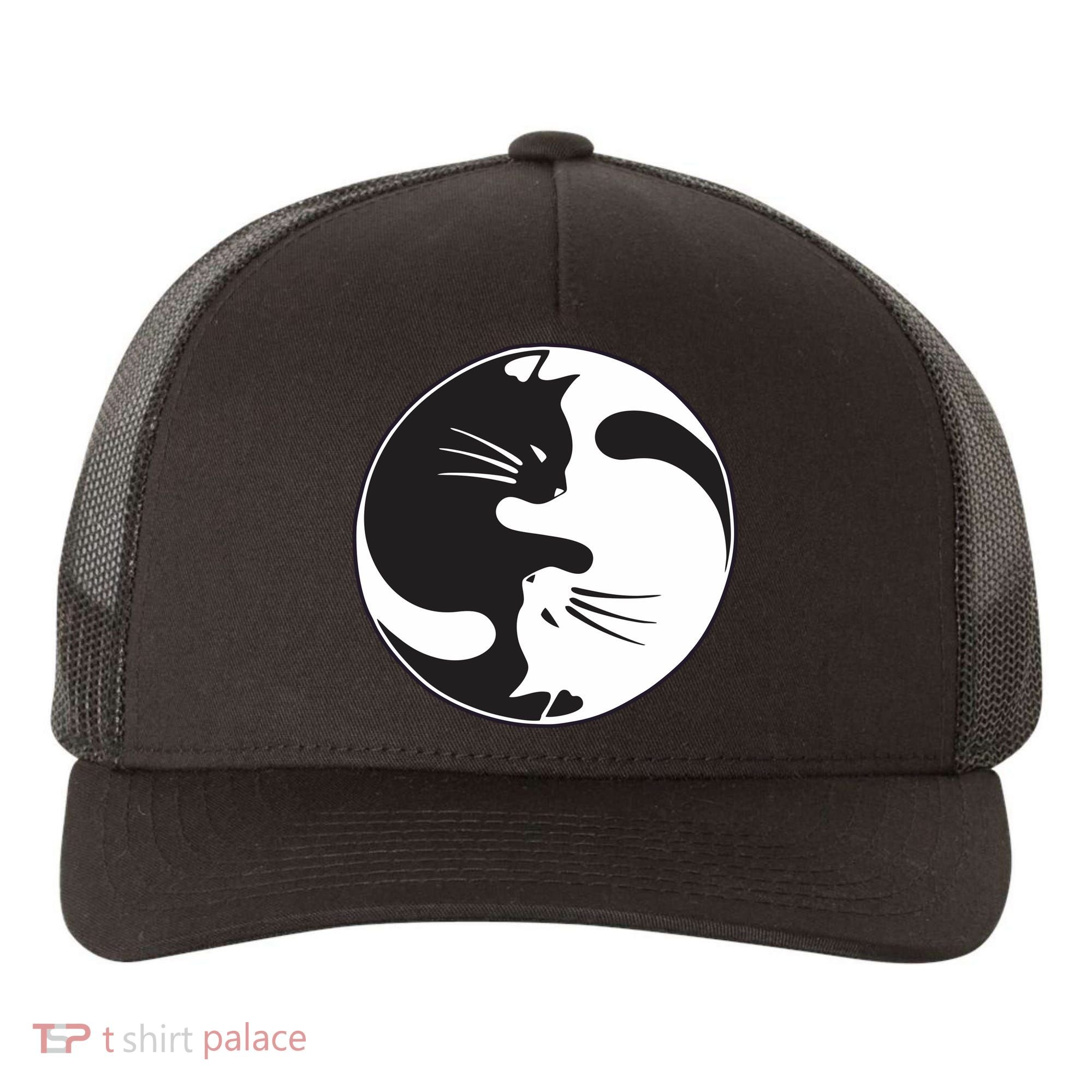 Kawaki Ying Yang Cat Yupoong Adult 5-Panel Trucker Hat