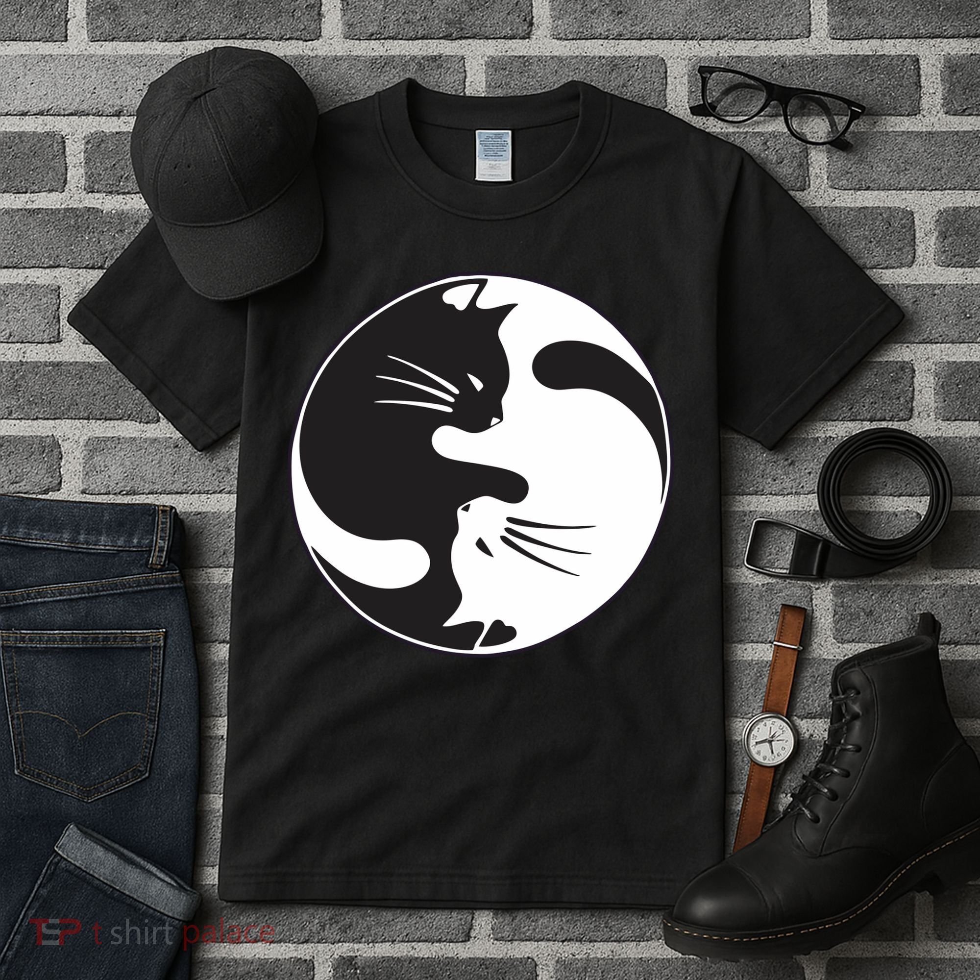 Kawaki Ying Yang Cat Tall T-Shirt
