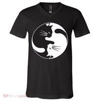 Kawaki Ying Yang Cat V-Neck T-Shirt thumb 0