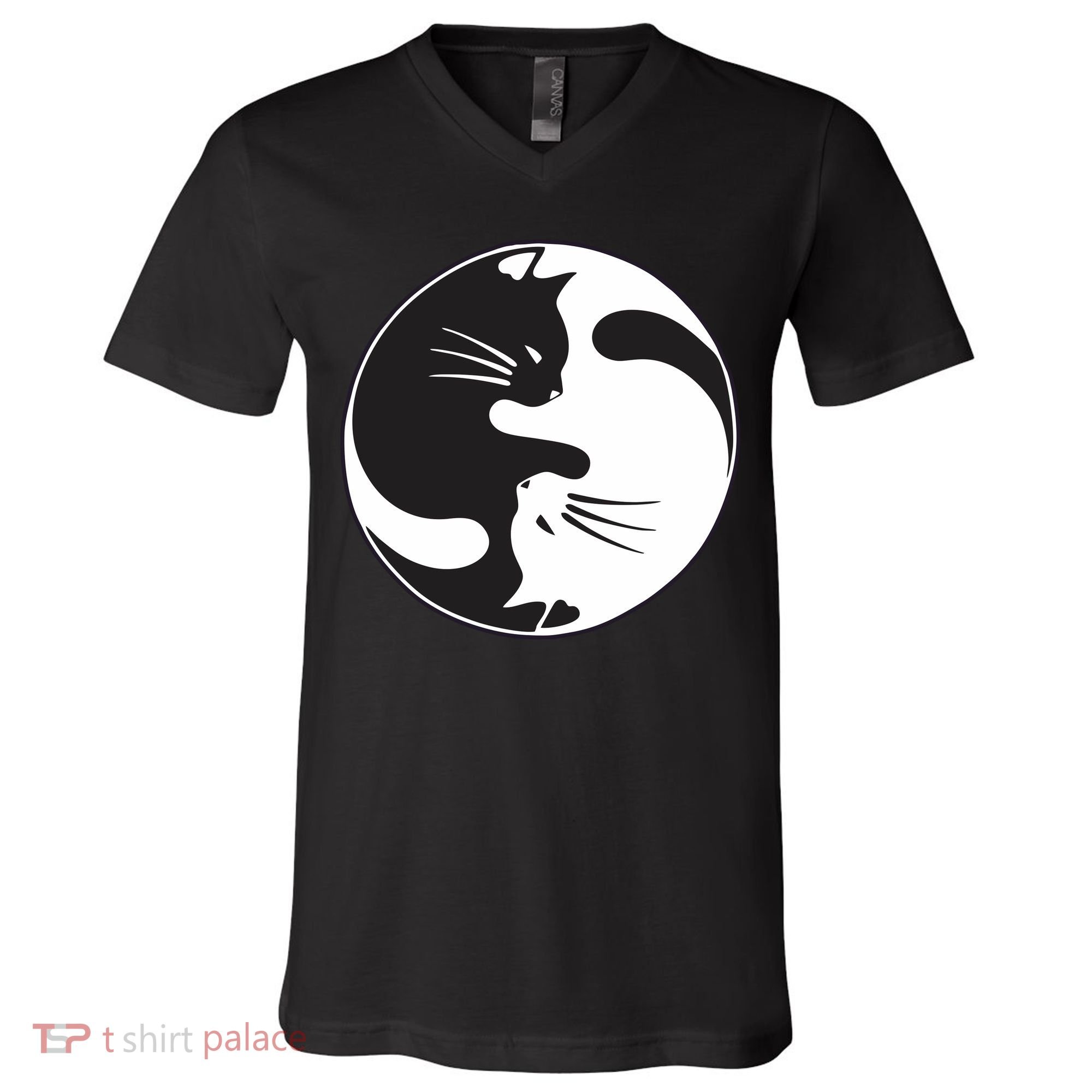 Kawaki Ying Yang Cat V-Neck T-Shirt
