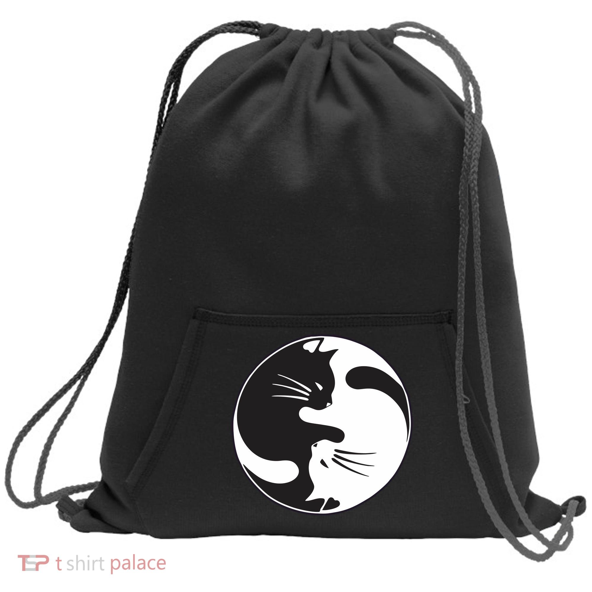 Kawaki Ying Yang Cat Sweatshirt Cinch Pack Bag