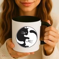 Kawaki Ying Yang Cat Coffee Mug thumb 3