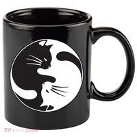 Kawaki Ying Yang Cat 11oz C Handle Ceramic Mug thumb 0
