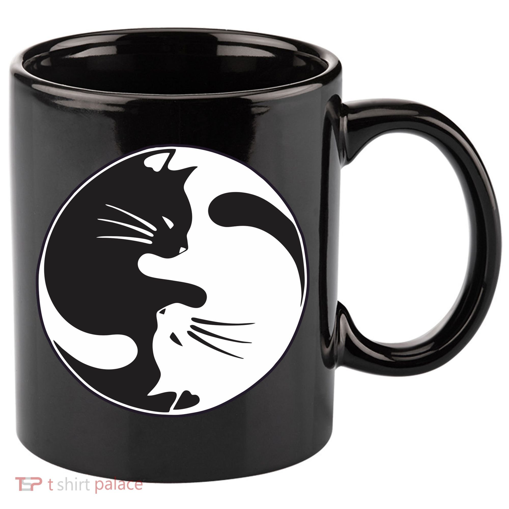 Kawaki Ying Yang Cat 11oz C Handle Ceramic Mug
