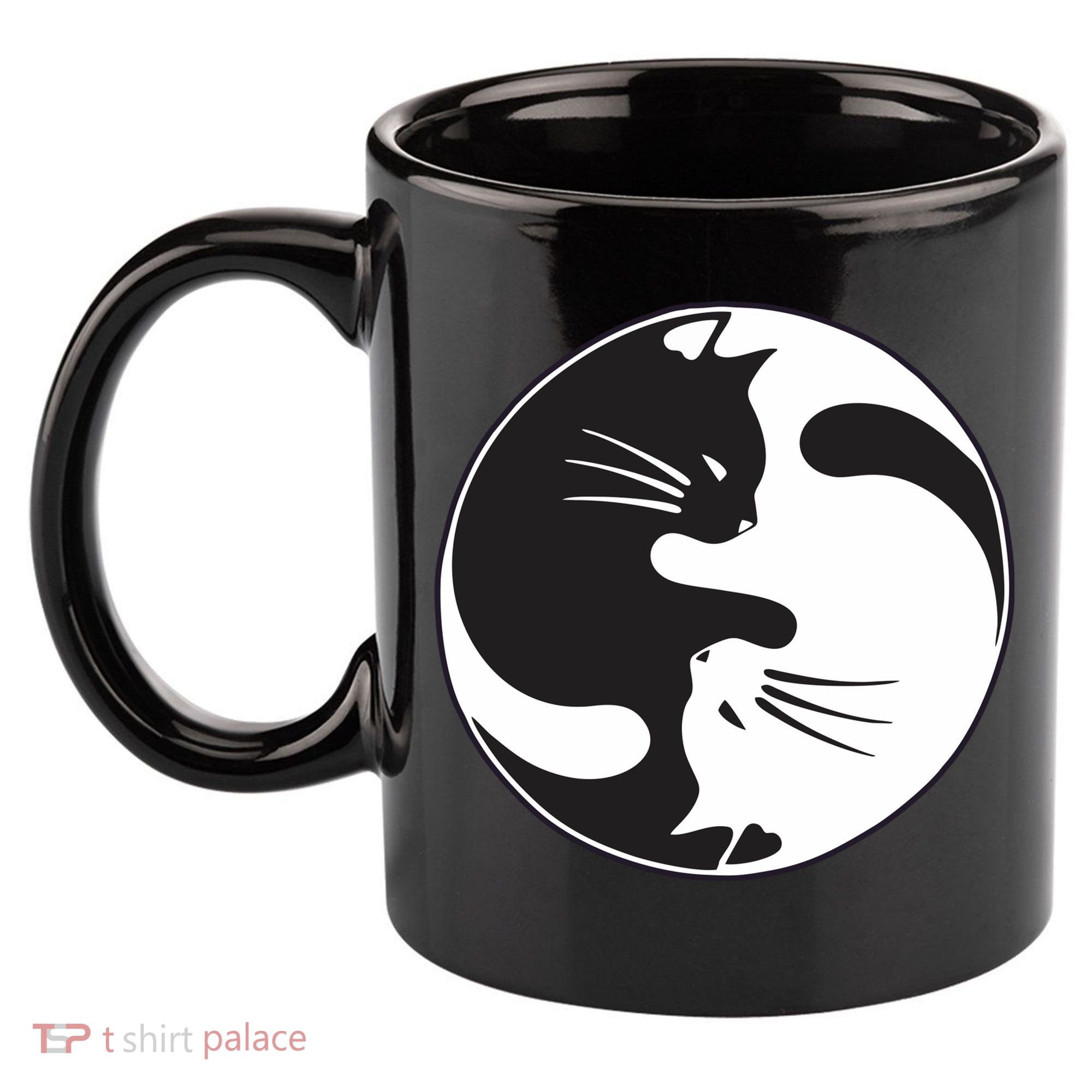 Kawaki Ying Yang Cat 11oz C Handle Ceramic Mug