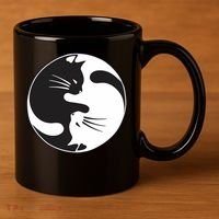 Kawaki Ying Yang Cat 11oz C Handle Ceramic Mug thumb 3