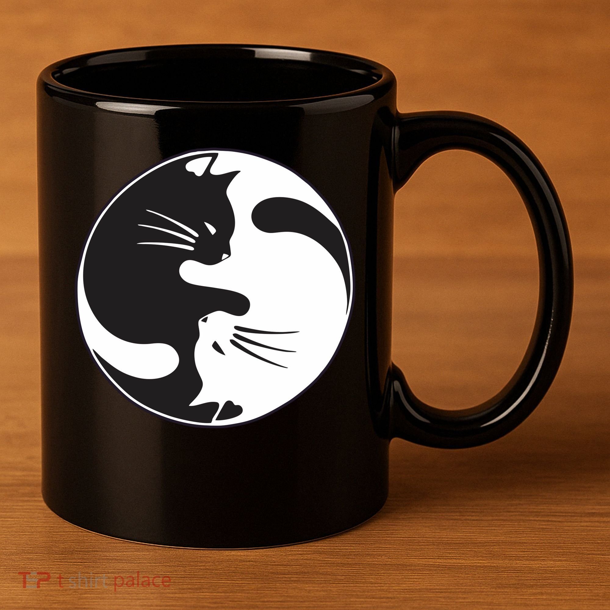 Kawaki Ying Yang Cat 11oz C Handle Ceramic Mug