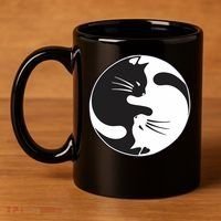 Kawaki Ying Yang Cat 11oz C Handle Ceramic Mug thumb 4