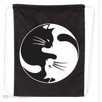 Kawaki Ying Yang Cat Drawstring Bag thumb 0